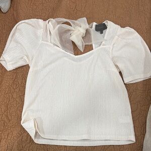 Sunday in Brooklyn Cream Blouse with Sheer Bow